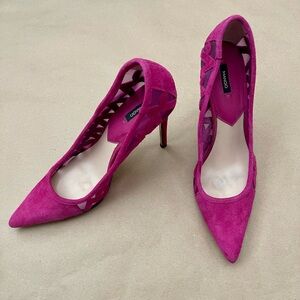 MANGO Pink Suede Heels